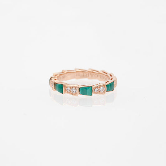 [Agudo  Jewelry]SERPENTI RING PINK GOLD MALACHITE DIAMOND 3MM