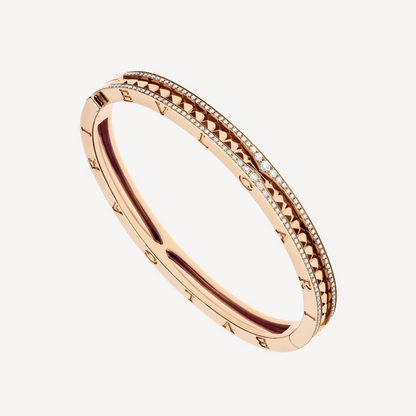 [Agudo Jewelry]ZERO 1 SPIRAL AND PAVED DIAMOND PINK GOLD BRACELET