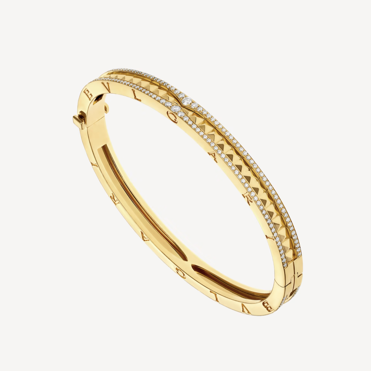 [Agudo Jewelry]ZERO 1 SPIRAL AND PAVED DIAMOND GOLD BRACELET