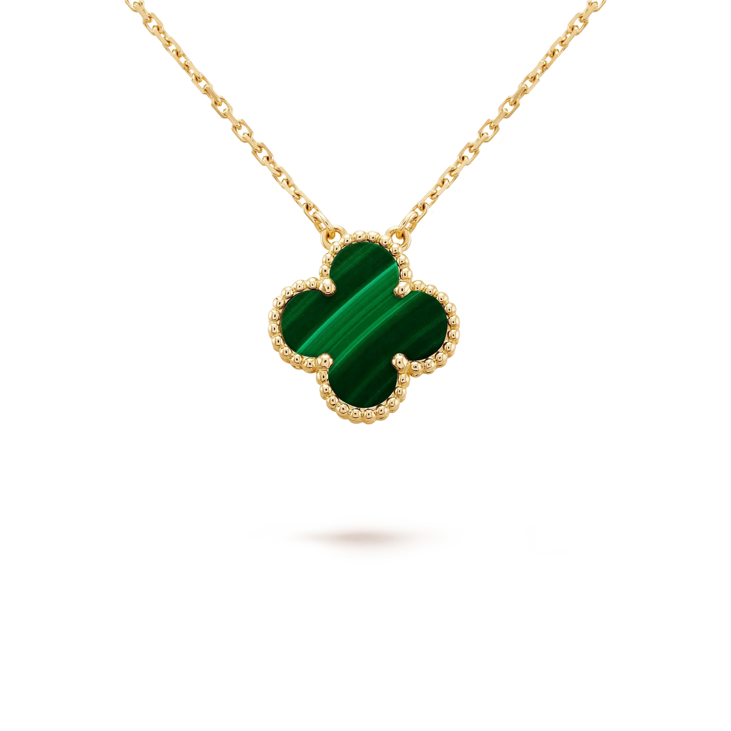 [Agudo Jewelry]CLOVER 15MM MALACHITE SINGLE FLOWER  NECKLACE