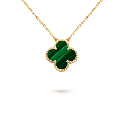 [Agudo Jewelry]CLOVER 15MM MALACHITE SINGLE FLOWER  NECKLACE