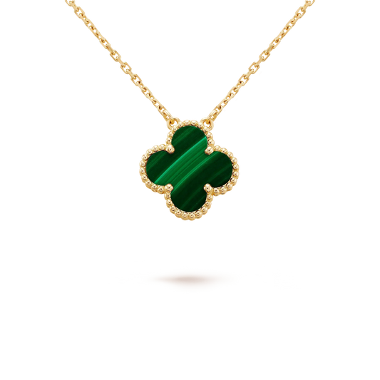 [Agudo Jewelry]CLOVER 15MM MALACHITE SINGLE FLOWER  NECKLACE