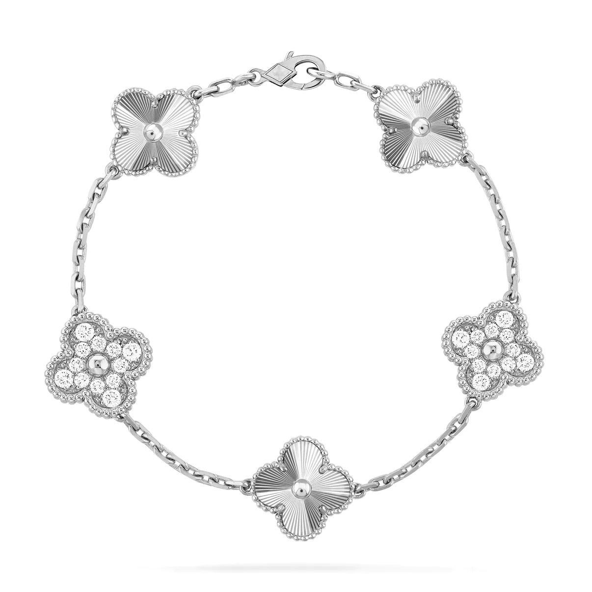 [Agudo Jewelry]CLOVER 5 MOTIF SILVER DIAMOND BRACELET