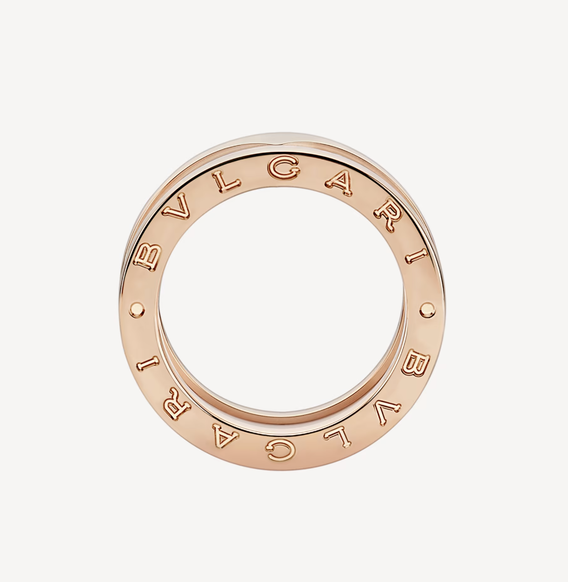 [Agudo  Jewelry]ZERO 1 TWO-BAND LOOPS AND WHITE CERAMIC SPIRAL PINK GOLD RING