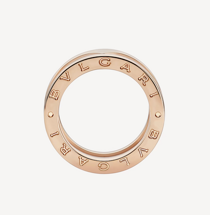 [Agudo  Jewelry]ZERO 1 TWO-BAND LOOPS AND WHITE CERAMIC SPIRAL PINK GOLD RING