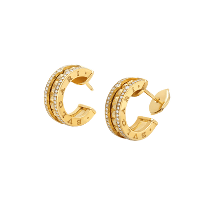 [Agudo Jewelry]ZERO 1 ROCK GOLD EARRINGS WITH STUDDED SPIRAL AND PAVED DIAMONDS