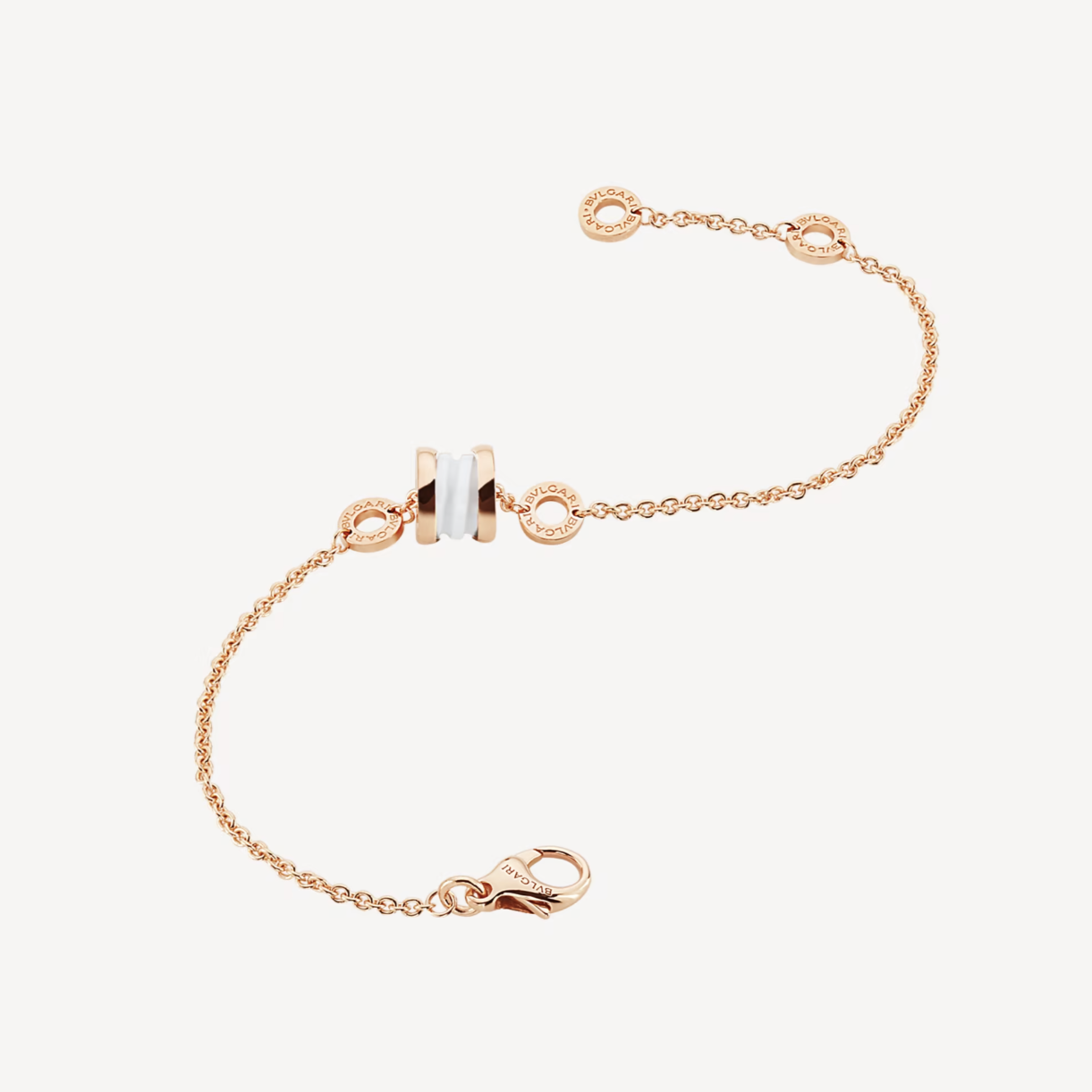 [Agudo Jewelry]ZERO 1 SOFT PINK GOLD AND WHITE CERAMIC BRACELET