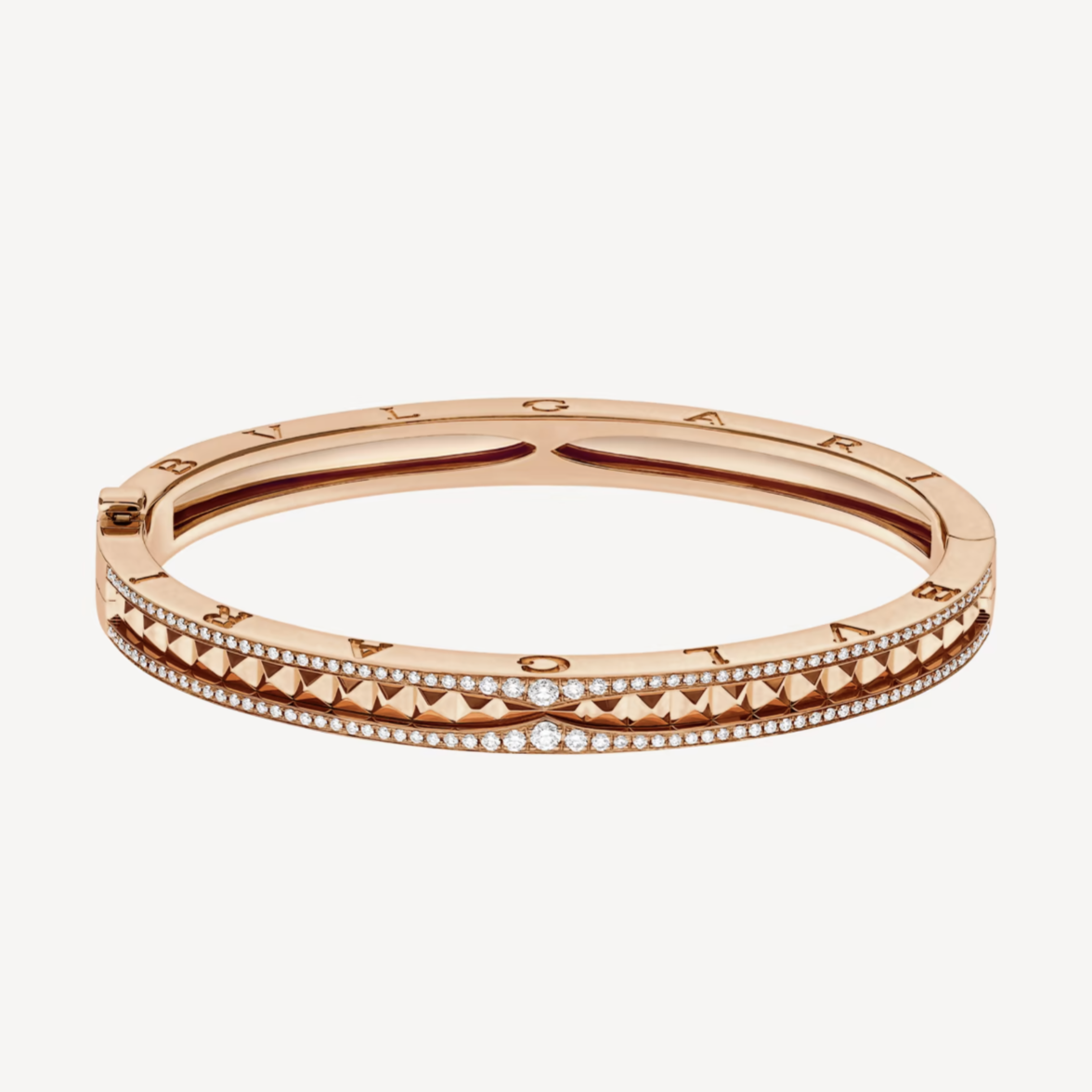 [Agudo Jewelry]ZERO 1 SPIRAL AND PAVED DIAMOND PINK GOLD BRACELET