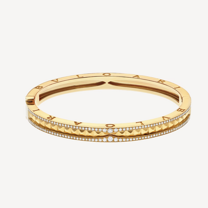 [Agudo Jewelry]ZERO 1 SPIRAL AND PAVED DIAMOND GOLD BRACELET