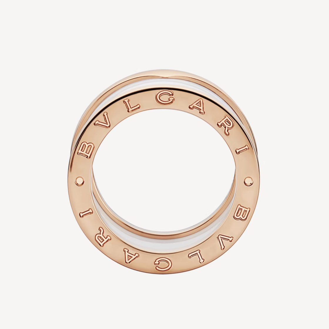 [Agudo  Jewelry]ZERO 1 FOUR-BAND LOOPS AND WHITE CERAMIC SPIRAL PINK GOLD RING