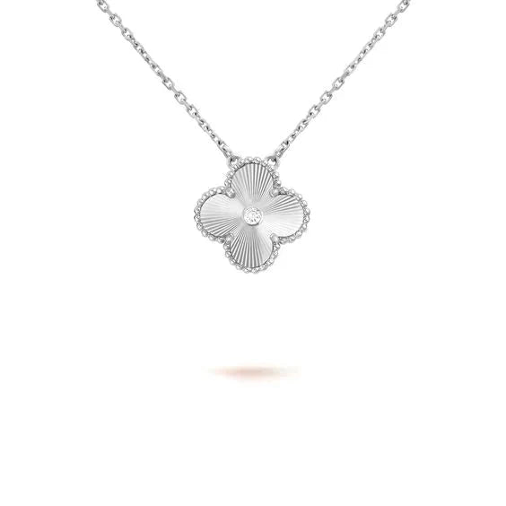 [AgudoJewelry]CLOVER  15MM DIAMOND LASER NECKLACE SILVER