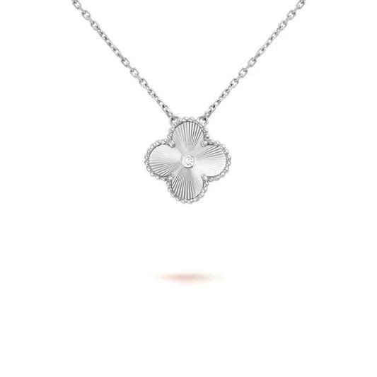 [AgudoJewelry]CLOVER  15MM DIAMOND LASER NECKLACE SILVER