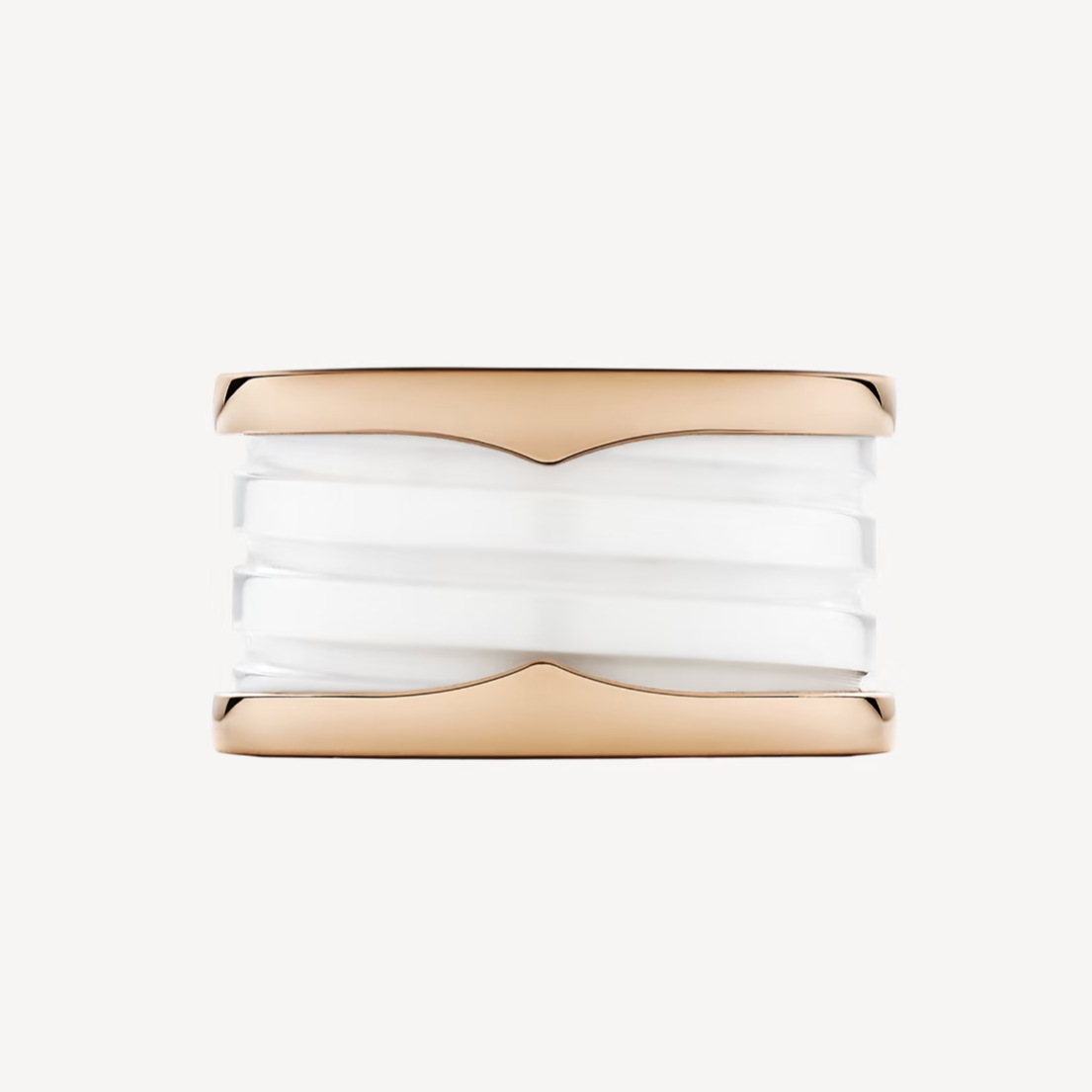 [Agudo  Jewelry]ZERO 1 FOUR-BAND LOOPS AND WHITE CERAMIC SPIRAL PINK GOLD RING