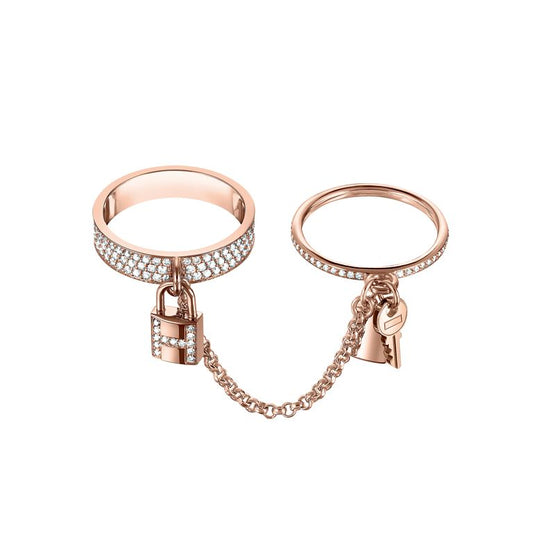 [Agudo  Jewelry]HM KELLY CLOCHETTE DOUBLE RING IN ROSE GOLD WITH DIAMONDS