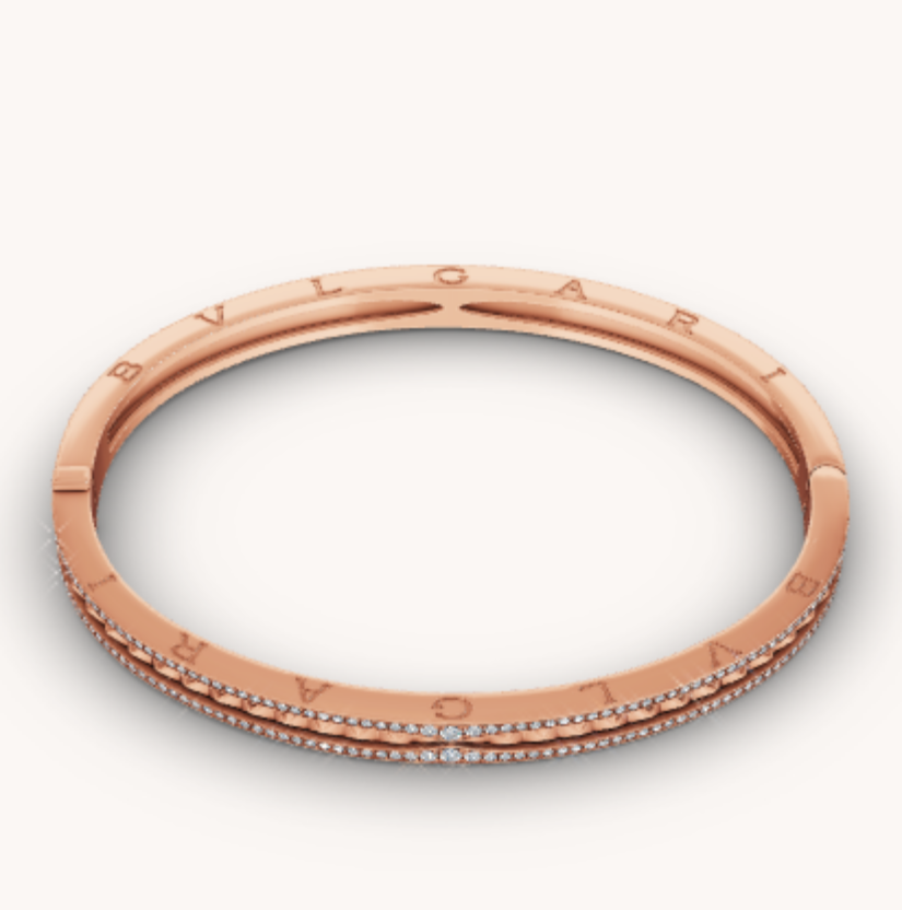 [Agudo Jewelry]ZERO 1 SPIRAL AND PAVED DIAMOND PINK GOLD BRACELET