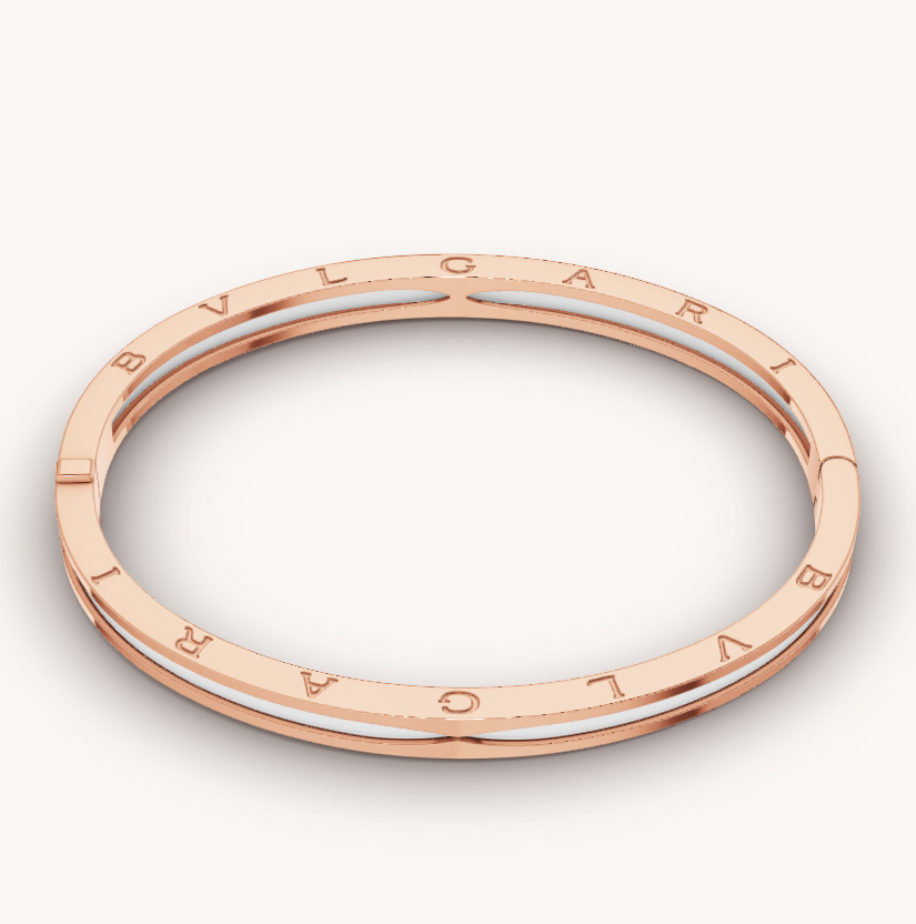 [Agudo Jewelry]ZERO 1 PINK GOLD WITH WHITE CERAMIC BRACELET