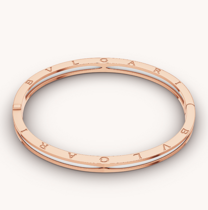 [Agudo Jewelry]ZERO 1 PINK GOLD WITH WHITE CERAMIC BRACELET