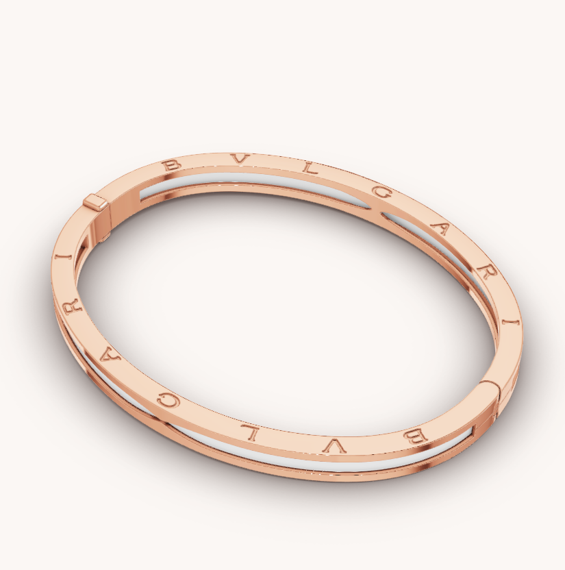 [Agudo Jewelry]ZERO 1 PINK GOLD WITH WHITE CERAMIC BRACELET