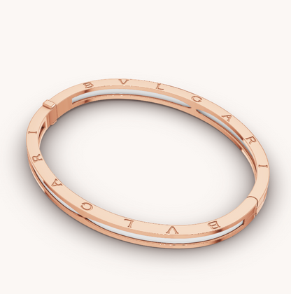 [Agudo Jewelry]ZERO 1 PINK GOLD WITH WHITE CERAMIC BRACELET