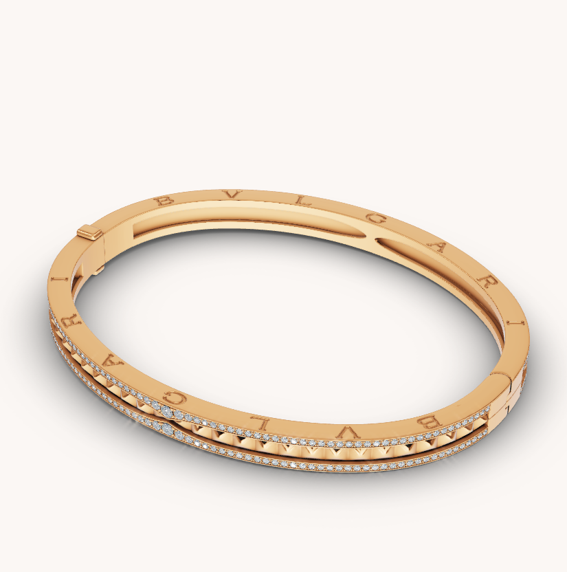 [Agudo Jewelry]ZERO 1 SPIRAL AND PAVED DIAMOND GOLD BRACELET