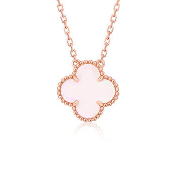 [Agudo Jewelry]CLOVER 15MM PINK MOTHER-OF-PEARL SINGLE FLOWER NECKLACE