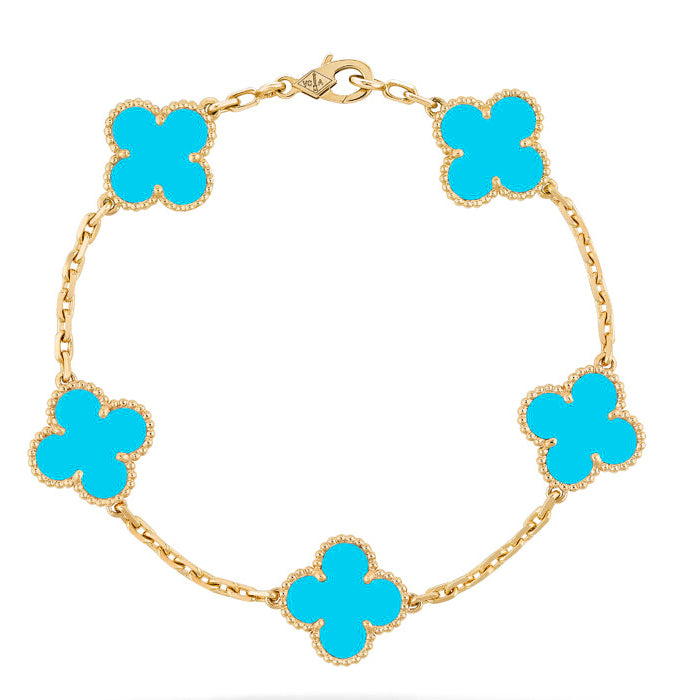 [Agudo Jewelry]CLOVER 5 MOTIFS TURQUOISE BRACELET