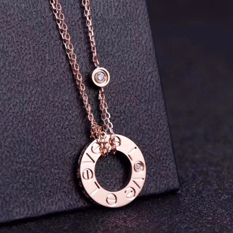 [Agudo Jewelry]LOVE NECKLACE 16MM 2 DIAMONDS