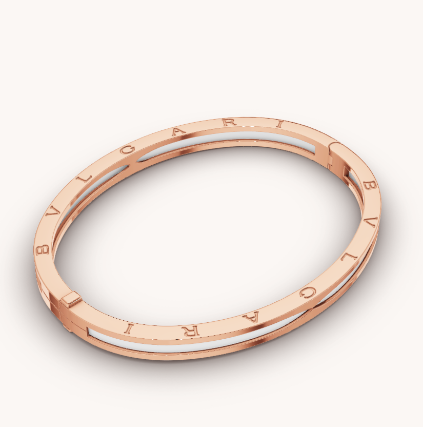 [Agudo Jewelry]ZERO 1 PINK GOLD WITH WHITE CERAMIC BRACELET