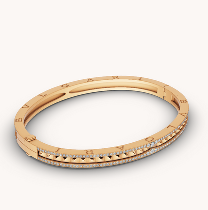 [Agudo Jewelry]ZERO 1 SPIRAL AND PAVED DIAMOND GOLD BRACELET