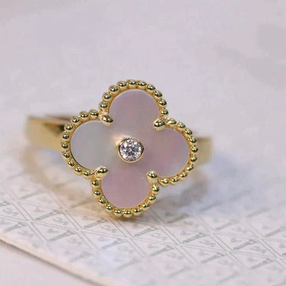 [Agudo  Jewelry]CLOVER PINK MOP RING GOLD DIAMOND