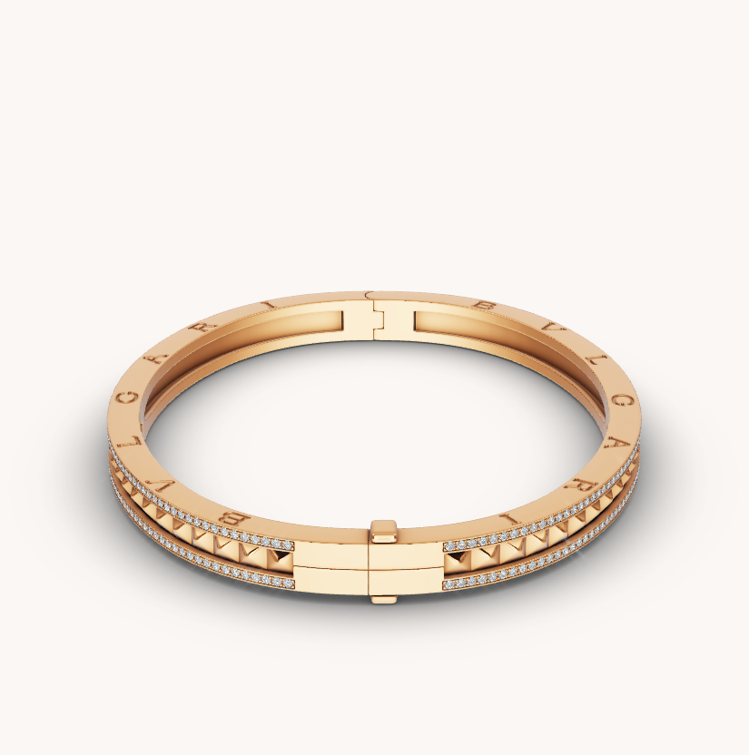 [Agudo Jewelry]ZERO 1 SPIRAL AND PAVED DIAMOND GOLD BRACELET