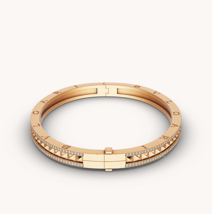 [Agudo Jewelry]ZERO 1 SPIRAL AND PAVED DIAMOND GOLD BRACELET