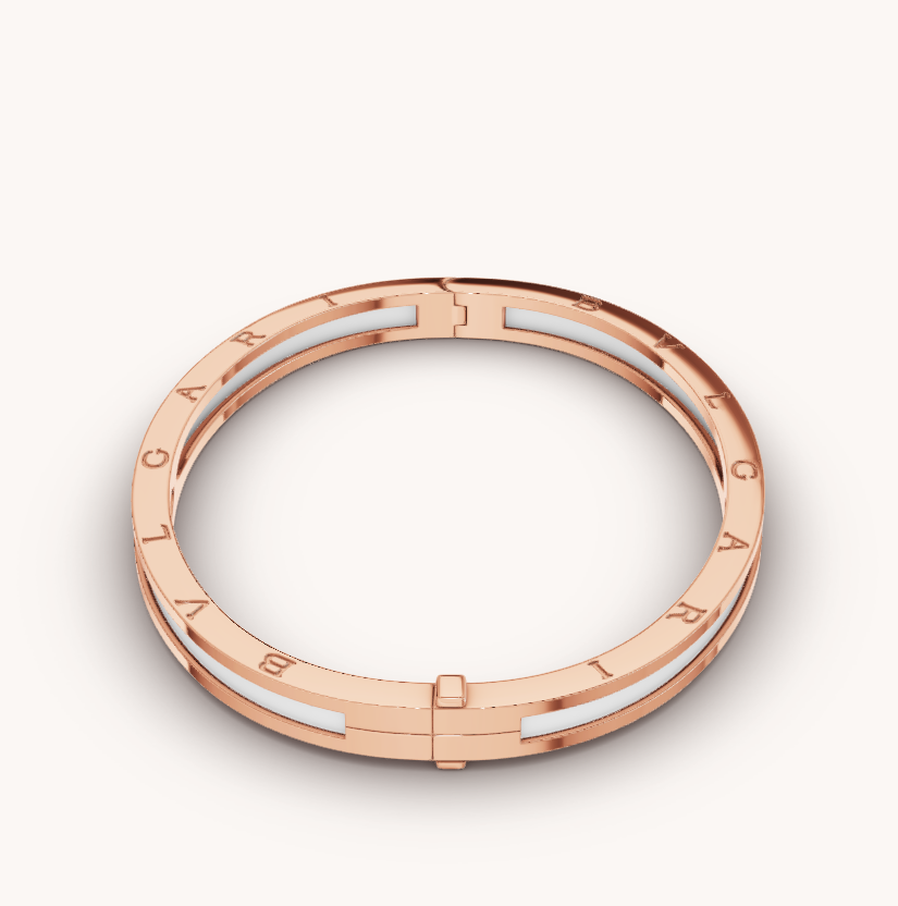 [Agudo Jewelry]ZERO 1 PINK GOLD WITH WHITE CERAMIC BRACELET