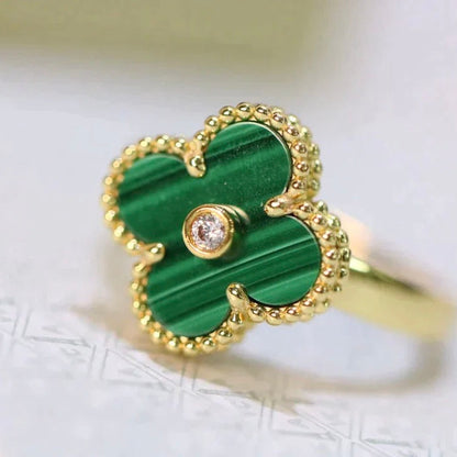 [Agudo  Jewelry]CLOVER MALACHITE RING GOLD DIAMOND