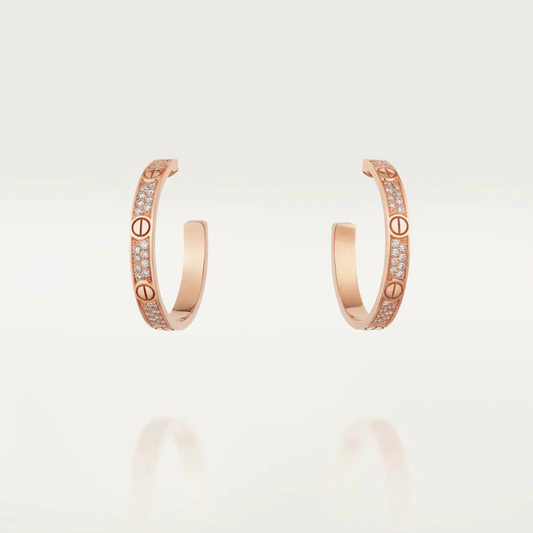 [Agudo Jewelry]LOVE DIAMOND PINK GOLD HOOP EARRINGS