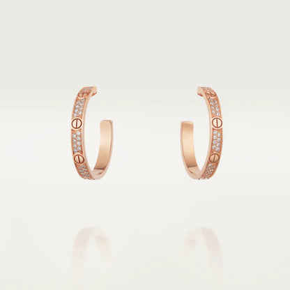 [Agudo Jewelry]LOVE DIAMOND PINK GOLD HOOP EARRINGS