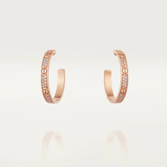 [Agudo Jewelry]LOVE DIAMOND PINK GOLD HOOP EARRINGS