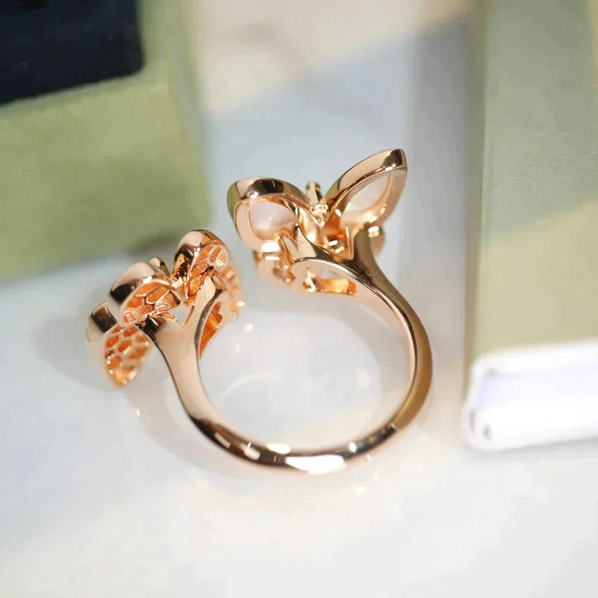 [Agudo Jewelry]TWIN BUTTERFLY DIAMOND MOP RING