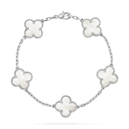 [Agudo Jewelry]CLOVER SILVER MOP 5 MOTIF BRACELET