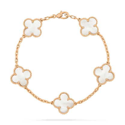 [Agudo Jewelry]CLOVER  5 MOTIF WHITE MOP BRACELET