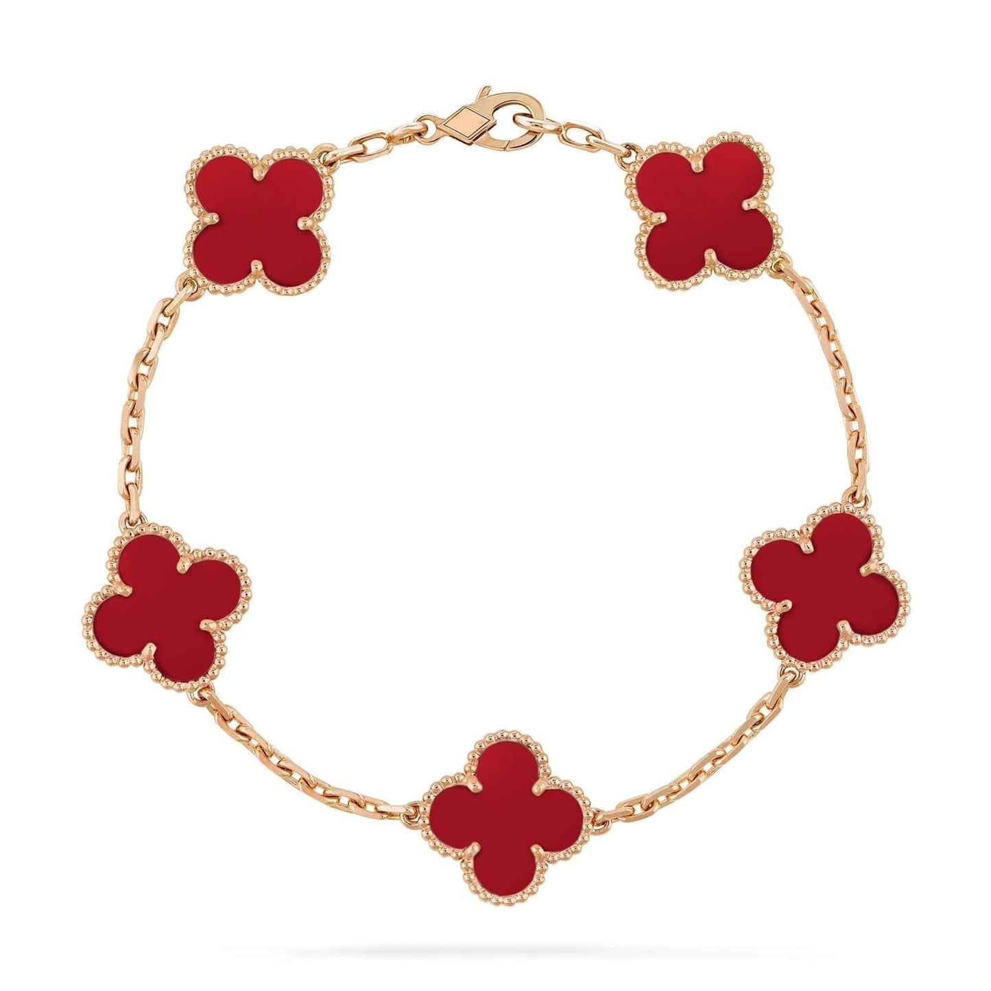 [Agudo Jewelry]CLOVER 5 MOTIFS RED AGATE  BRACELET