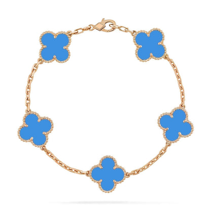 [Agudo Jewelry]CLOVER 5 MOTIFS BLUE AGATE BRACELET