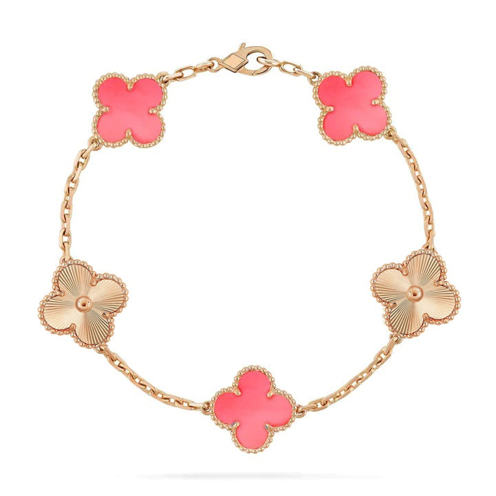 [Agudo Jewelry]CLOVER BRACELET 5 MOTIF PINK AND PINK GOLD