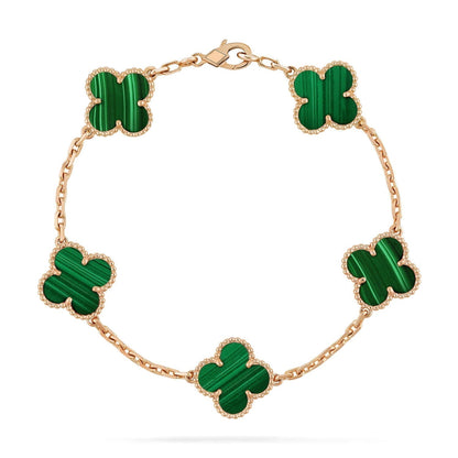 [Agudo Jewelry]CLOVER 5 MOTIFS MALACHITE BRACELET