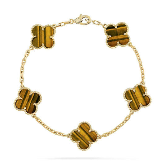 [Agudo Jewelry]CLOVER  5 MOTIFS TIGER EYE BRACELET