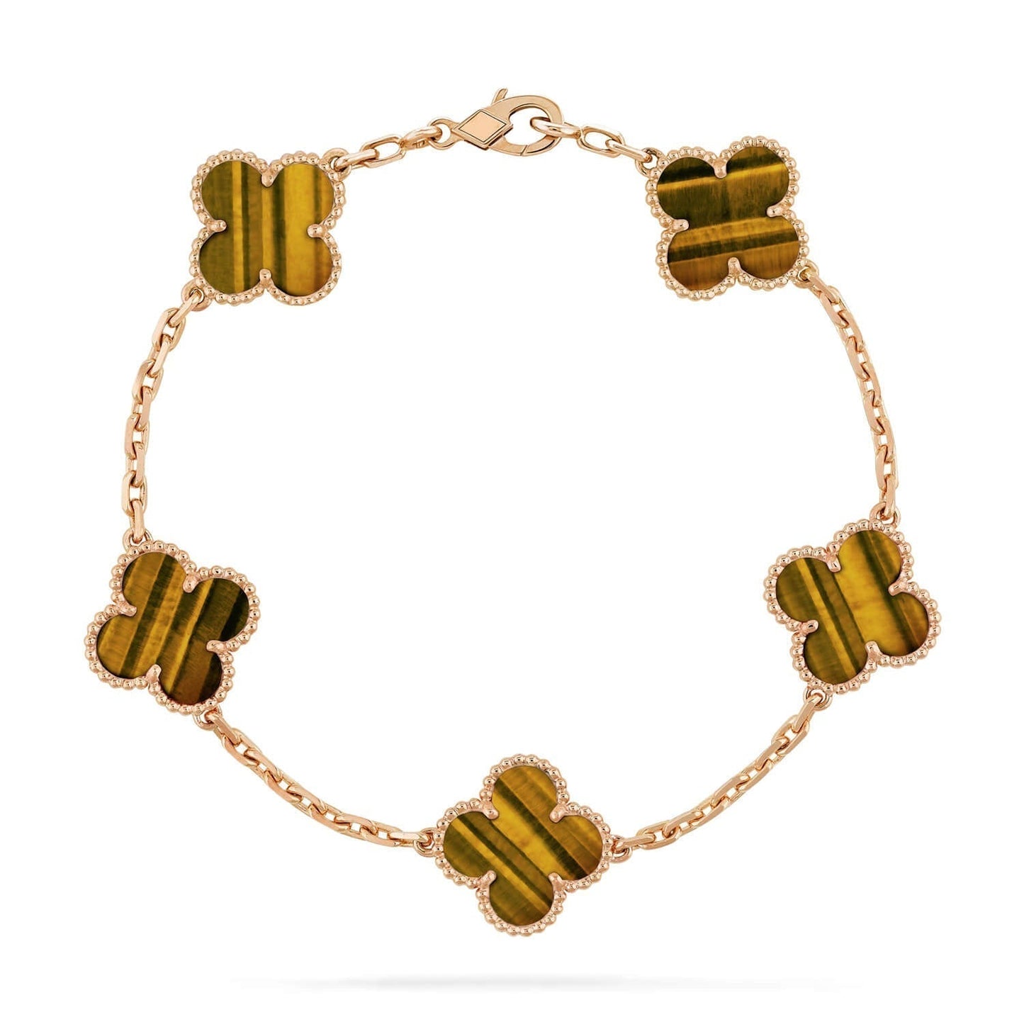 [Agudo Jewelry]CLOVER  5 MOTIFS TIGER EYE BRACELET