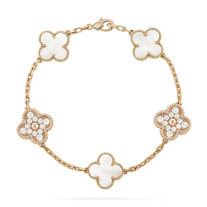 [Agudo Jewelry]CLOVER BRACELET 5 MOTIF WHITE MOP DIAMOND