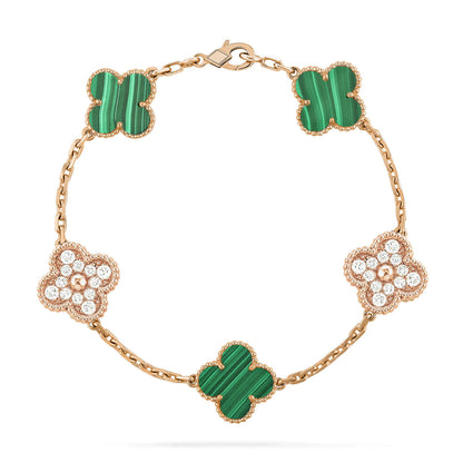 [Agudo Jewelry]CLOVER  5 MOTIF MALACHITE DIAMOND BRACELET