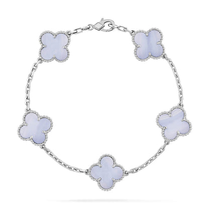 [Agudo Jewelry]CLOVER  5 MOTIF PURPLE CHALCEDONY BRACELET SILVER