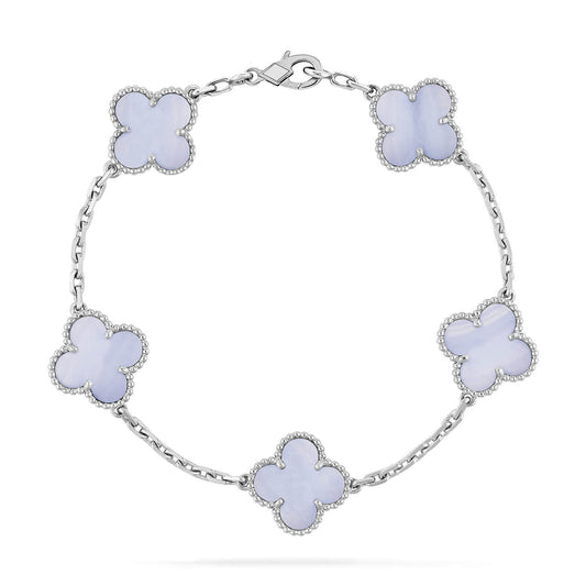 [Agudo Jewelry]CLOVER  5 MOTIF PURPLE CHALCEDONY BRACELET SILVER